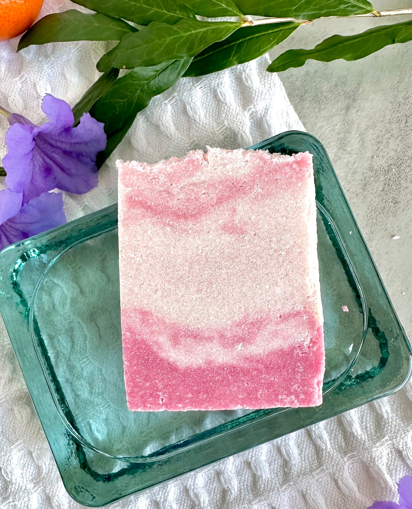 Pink Rosé & Berries Scented Sea Salt Shower Bar with Coconut Oil and Shea Butter 3.6 OZ; Sparkling Wine Perfumed Body Soap for Your Skincare