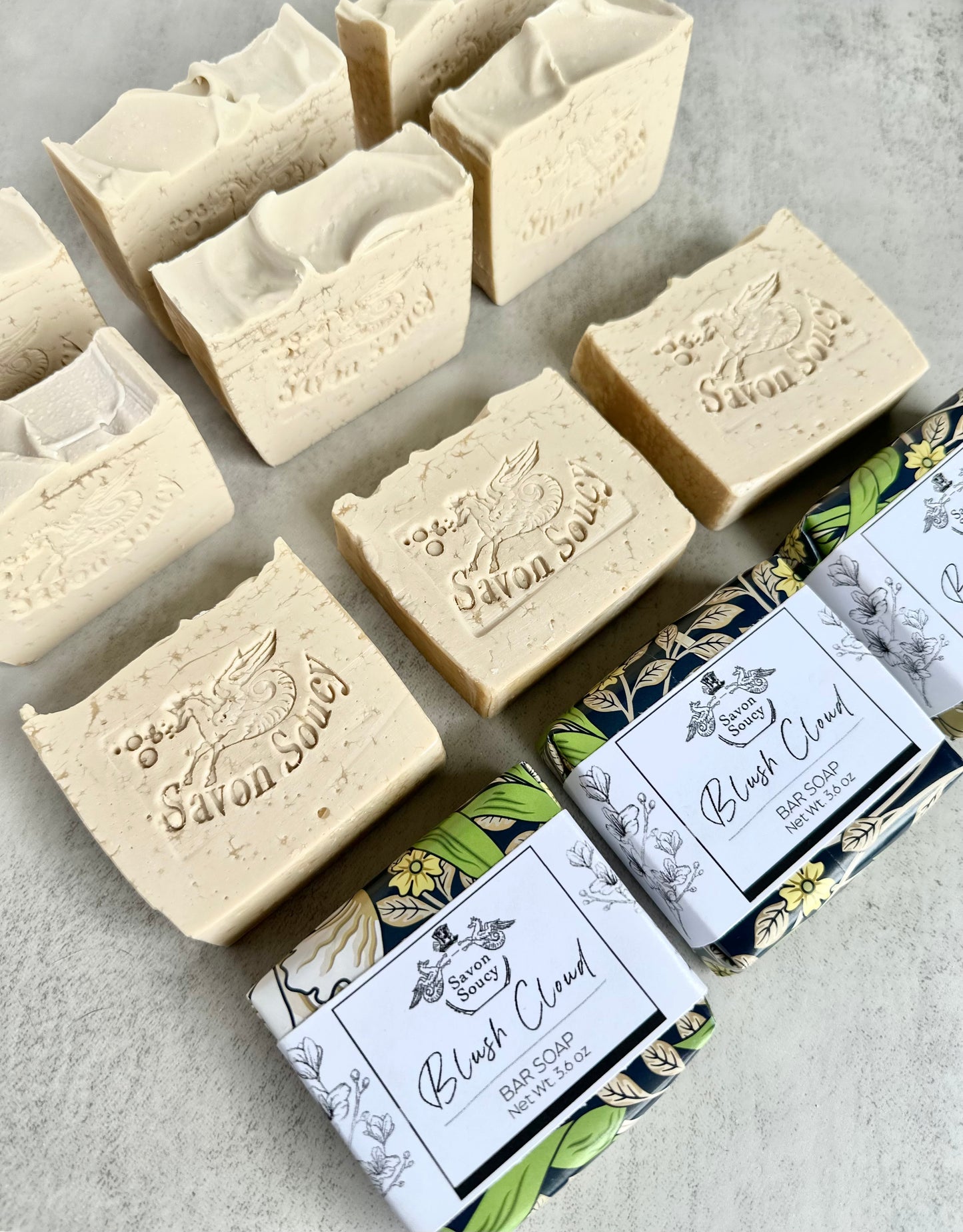 Blush Cloud Handmade Fragrance Soap 3.6 Oz with She Butter; Clean Creamy Shower Bar with Soft Floral Notes of Orchid, Peony, Amber & Musk