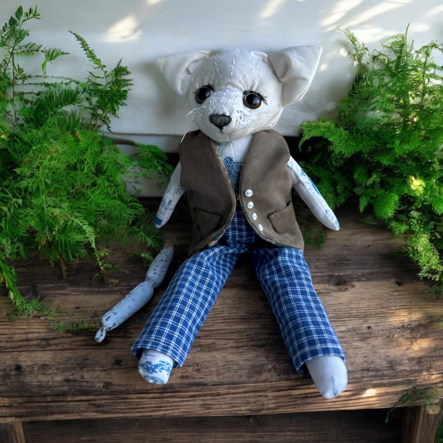 Château Greyhound Farm Dog - Rag Doll Handcrafted Decoration; Cottage Barn Style Textile Decor