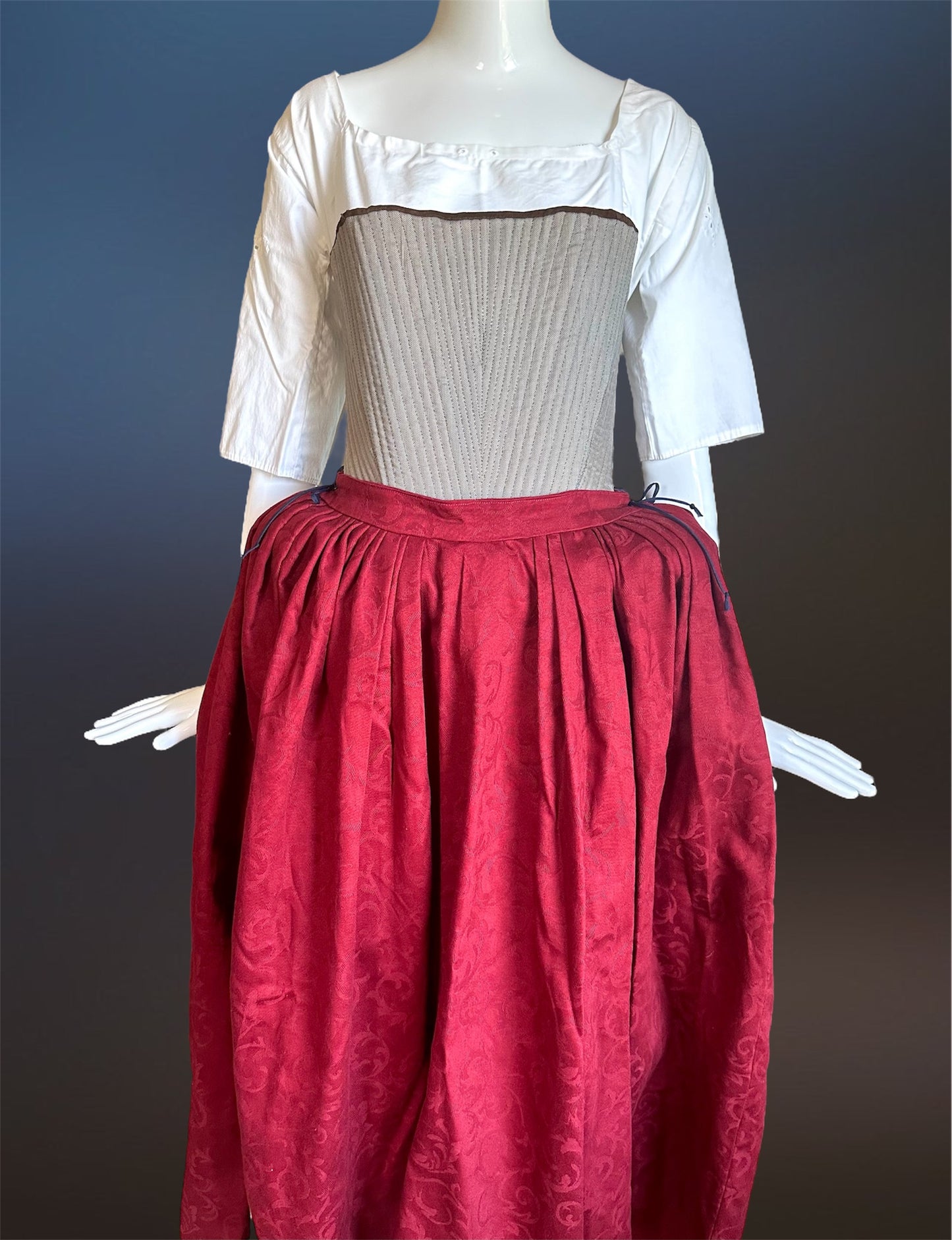 18th Century Bum Roll Padding under Gown, 16th and 17th Century Underpinnings for Womens Historical Clothing, Jacquard Brocade