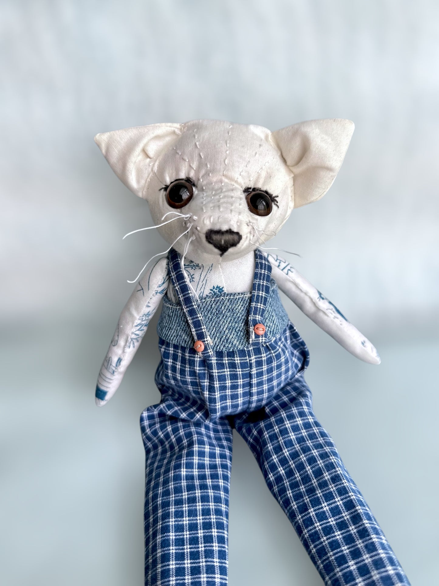 Château Greyhound Farm Dog - Rag Doll Handcrafted Decoration; Cottage Barn Style Textile Decor