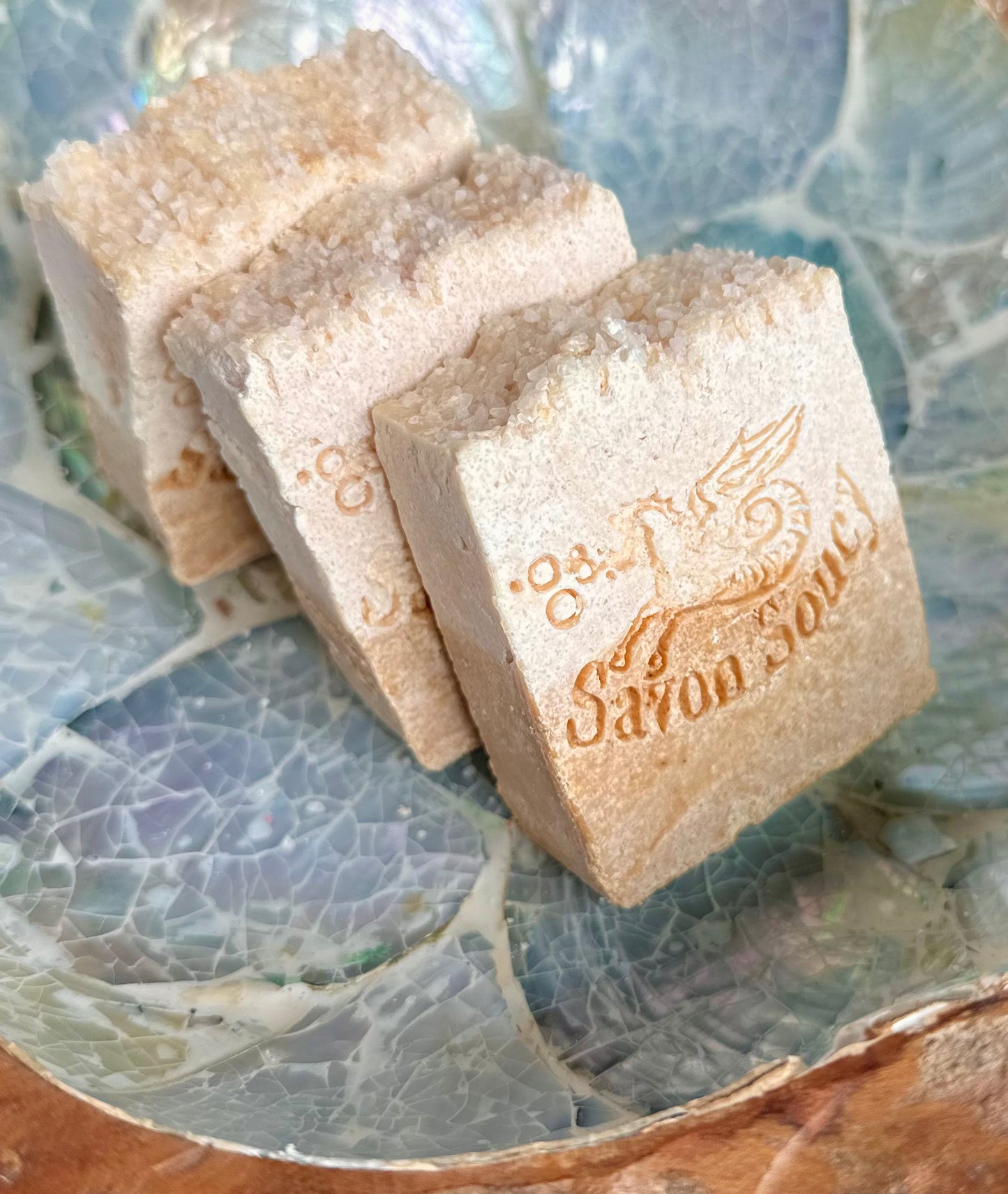 Crisp Citrus & Sandalwood Scented Sea Salt Shower Bar with Coconut Oil and Shea Butter 3.6 OZ; Fresh Zesty Unisex Perfumed Soap Energizing