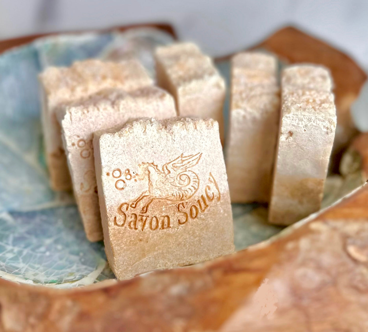 Crisp Citrus & Sandalwood Scented Sea Salt Shower Bar with Coconut Oil and Shea Butter 3.6 OZ; Fresh Zesty Unisex Perfumed Soap Energizing
