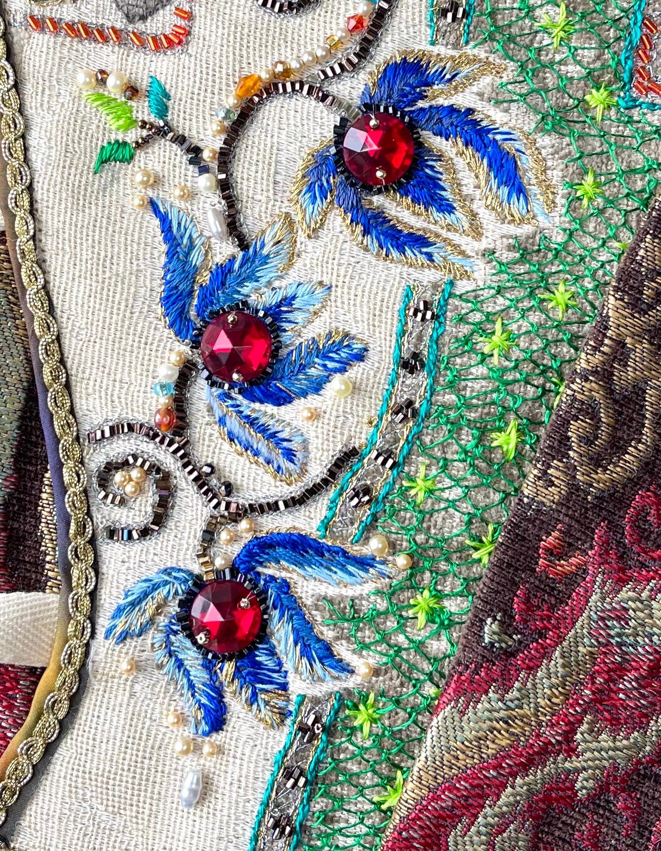 Late 17th Century Stomacher with Exoticism Themed Hand Embroidery