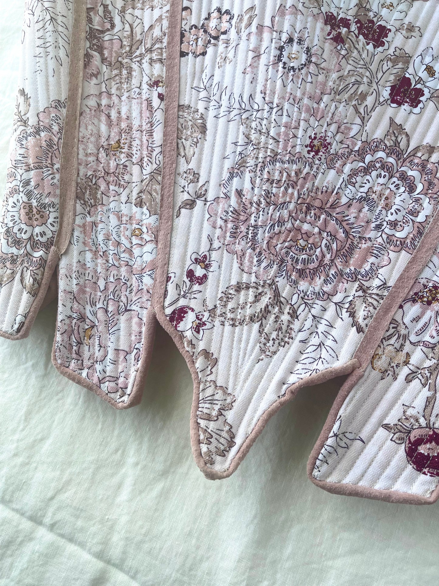 Custom 18th Century Stays Corset, Custom Size Measurements in Romantic Pink Floral Cotton Fabric, Strapless Fully Boned and Leather Edged