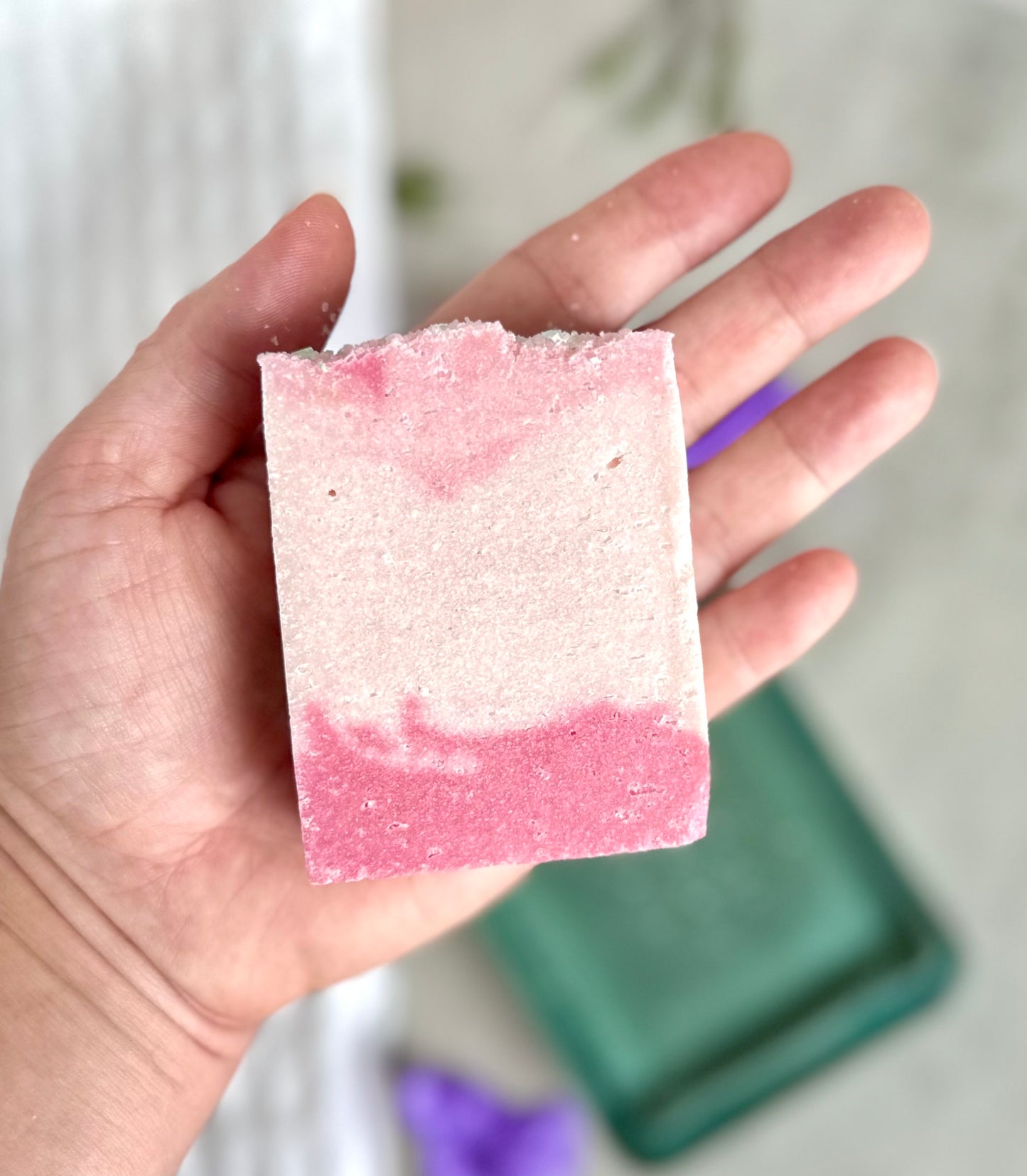 Pink Rosé & Berries Scented Sea Salt Shower Bar with Coconut Oil and Shea Butter 3.6 OZ; Sparkling Wine Perfumed Body Soap for Your Skincare