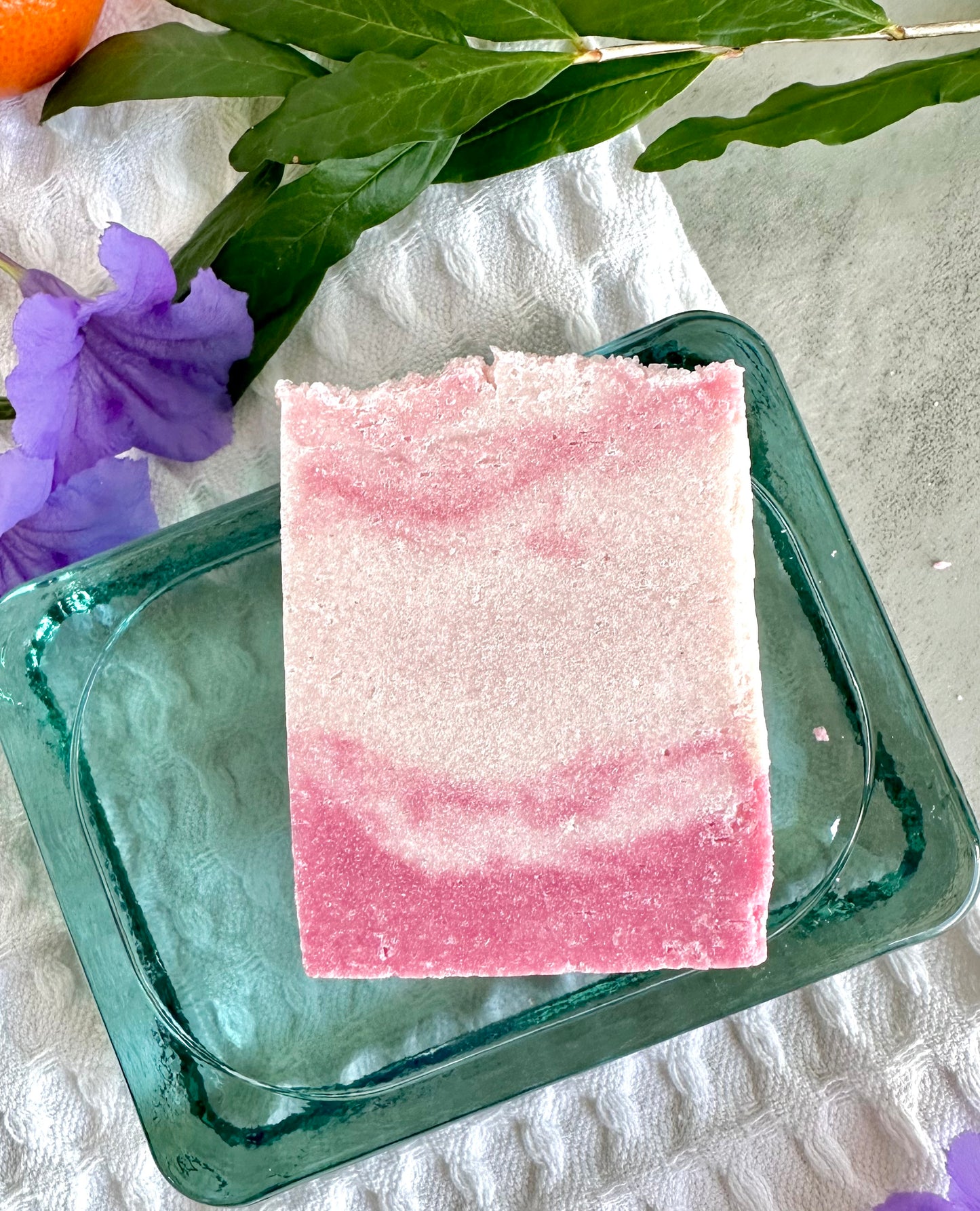 Pink Rosé & Berries Scented Sea Salt Shower Bar with Coconut Oil and Shea Butter 3.6 OZ; Sparkling Wine Perfumed Body Soap for Your Skincare