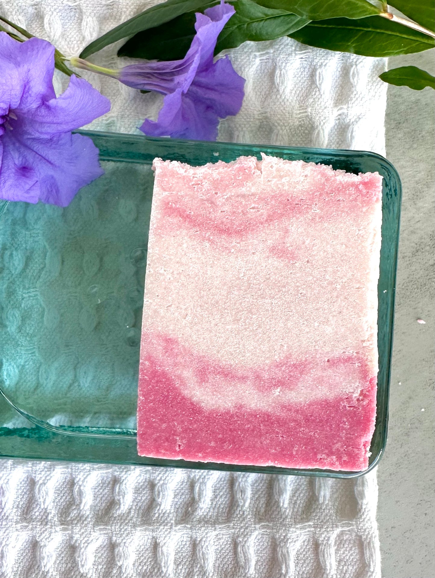 Pink Rosé & Berries Scented Sea Salt Shower Bar with Coconut Oil and Shea Butter 3.6 OZ; Sparkling Wine Perfumed Body Soap for Your Skincare