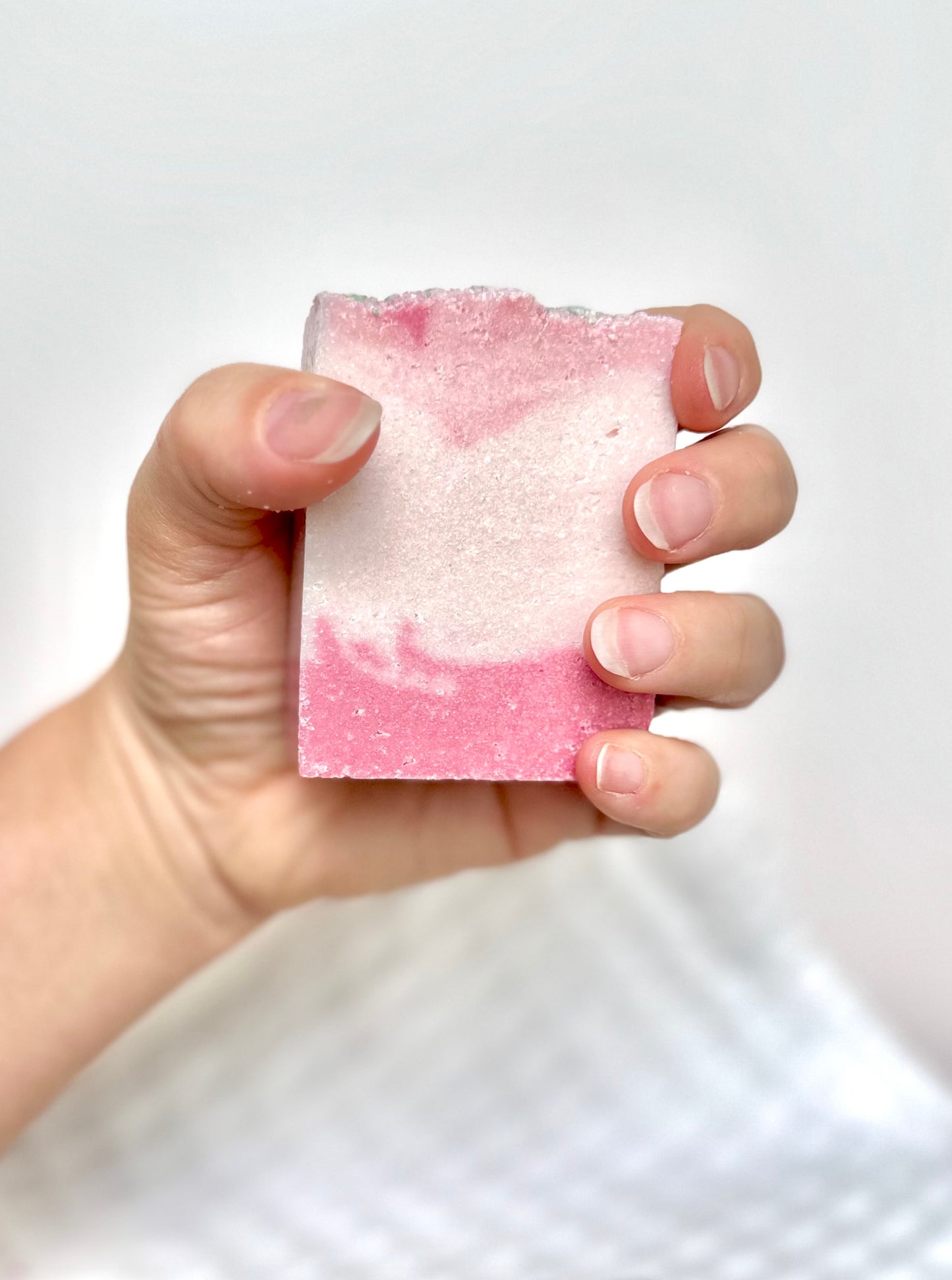 Pink Rosé & Berries Scented Sea Salt Shower Bar with Coconut Oil and Shea Butter 3.6 OZ; Sparkling Wine Perfumed Body Soap for Your Skincare