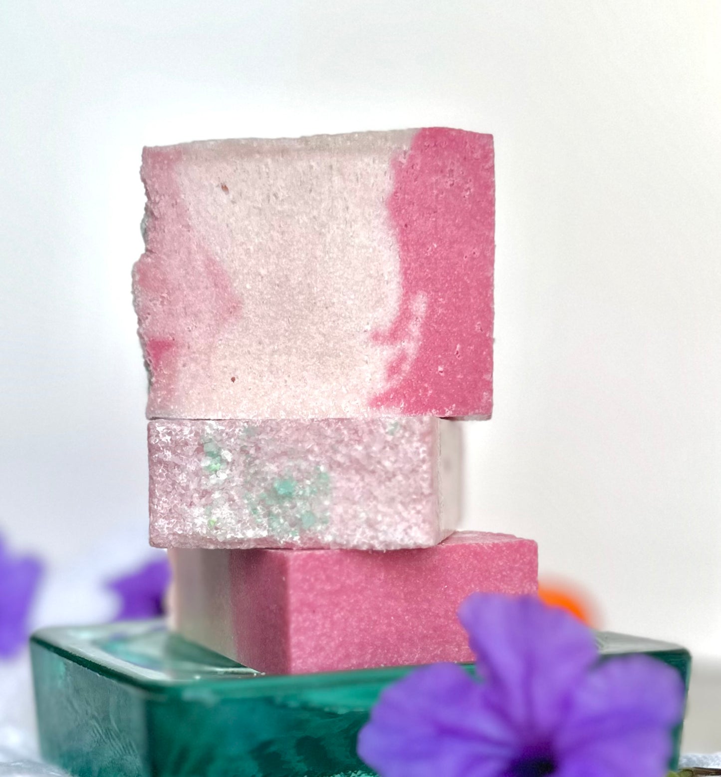 Pink Rosé & Berries Scented Sea Salt Shower Bar with Coconut Oil and Shea Butter 3.6 OZ; Sparkling Wine Perfumed Body Soap for Your Skincare