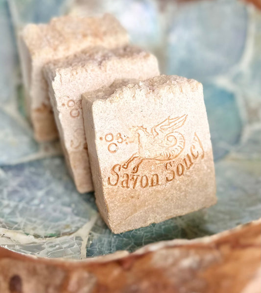 Crisp Citrus & Sandalwood Scented Sea Salt Shower Bar with Coconut Oil and Shea Butter 3.6 OZ; Fresh Zesty Unisex Perfumed Soap Energizing