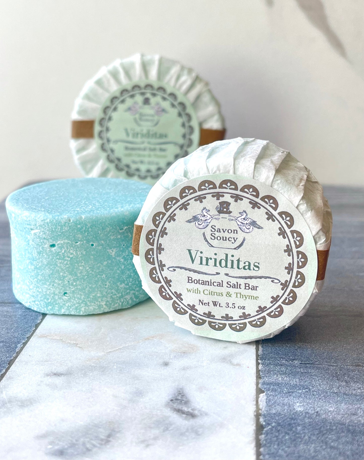 Viriditas Botanical Salt Soap Bar with Thyme and Citrus Notes