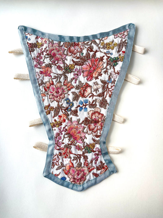 18th Century French Stomacher Opulent Hand Embroidery in Floral Pink and Metallic Thread, 1700s Historical Costumes