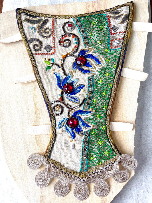 Late 17th Century Stomacher with Exoticism Themed Hand Embroidery