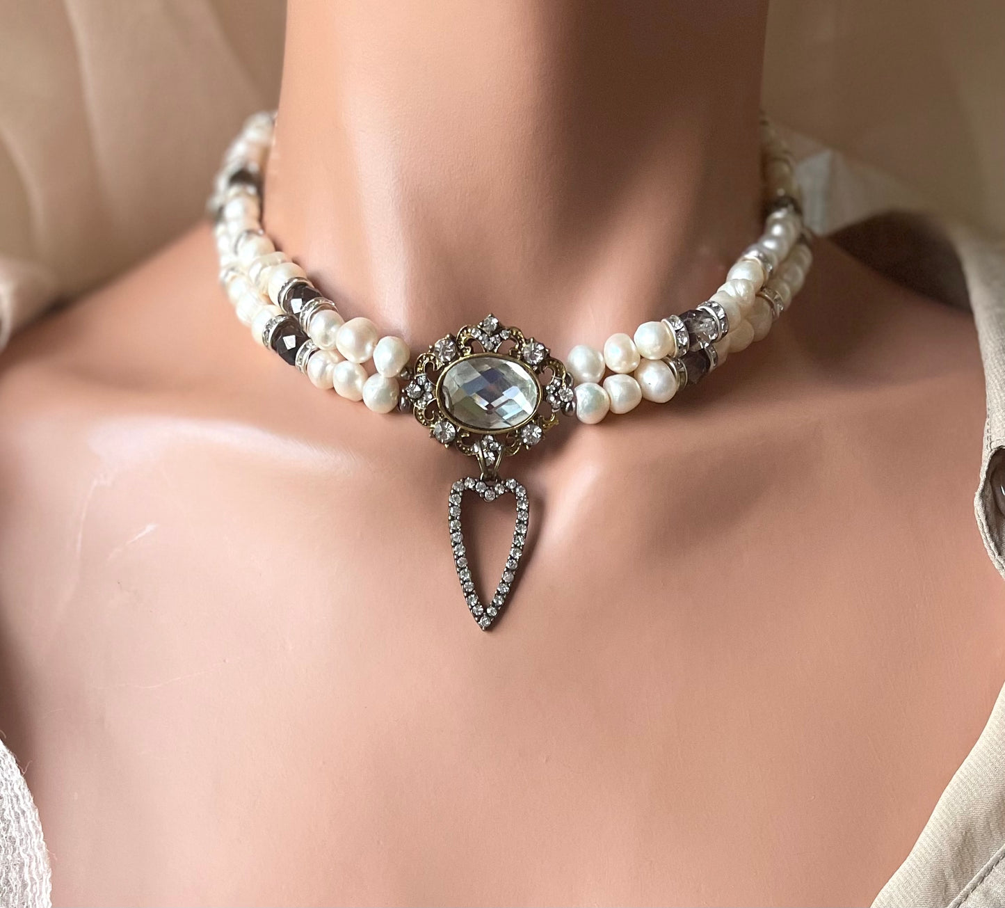 Rococo Boudoir White Freshwater Pearl Necklace