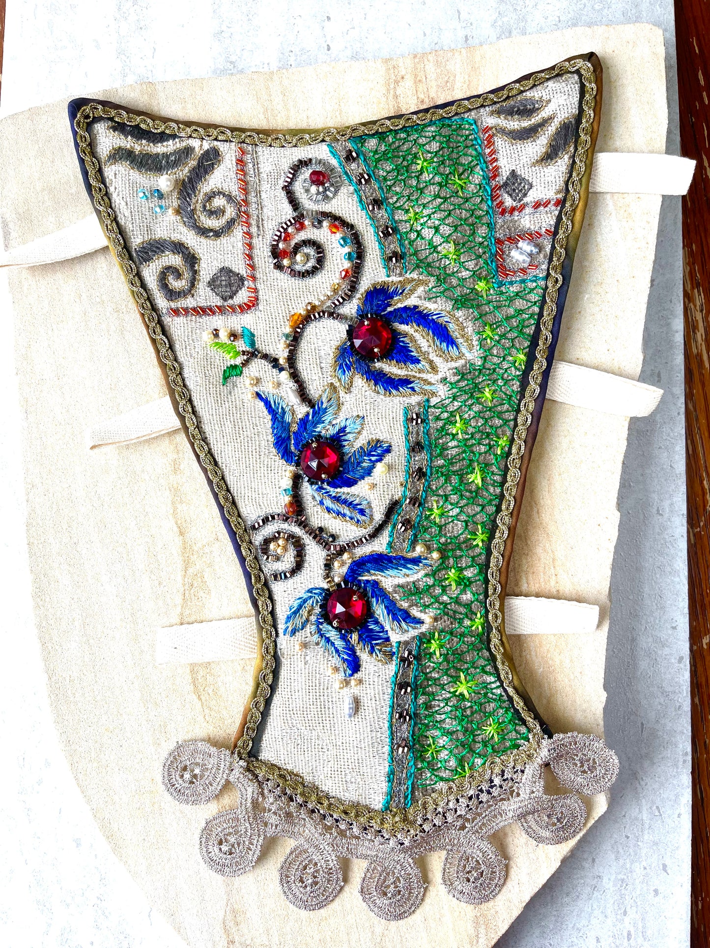 Late 17th Century Stomacher with Exoticism Themed Hand Embroidery