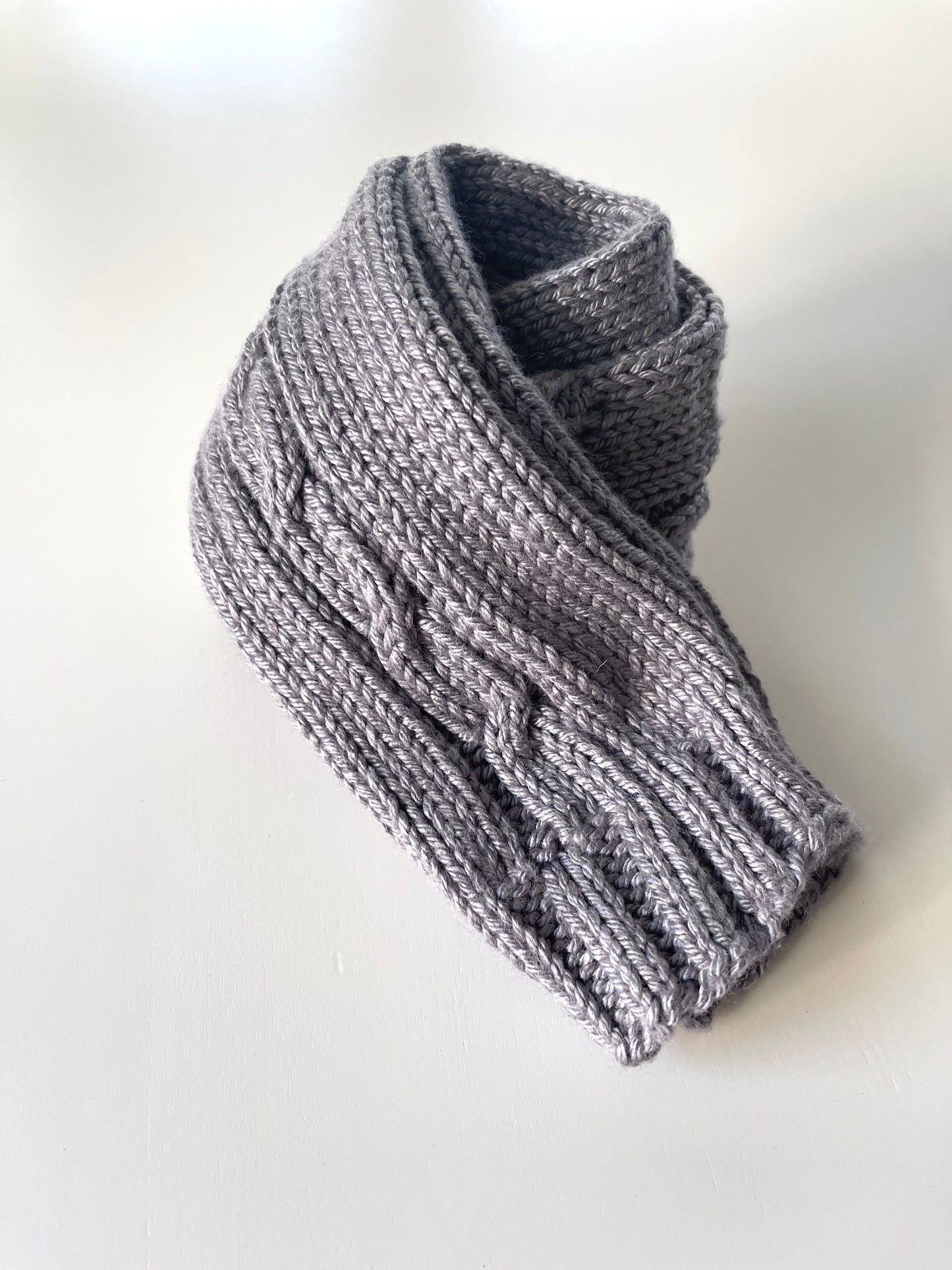 Kids Hand Knit Cable Arm Warmers in Koala Gray