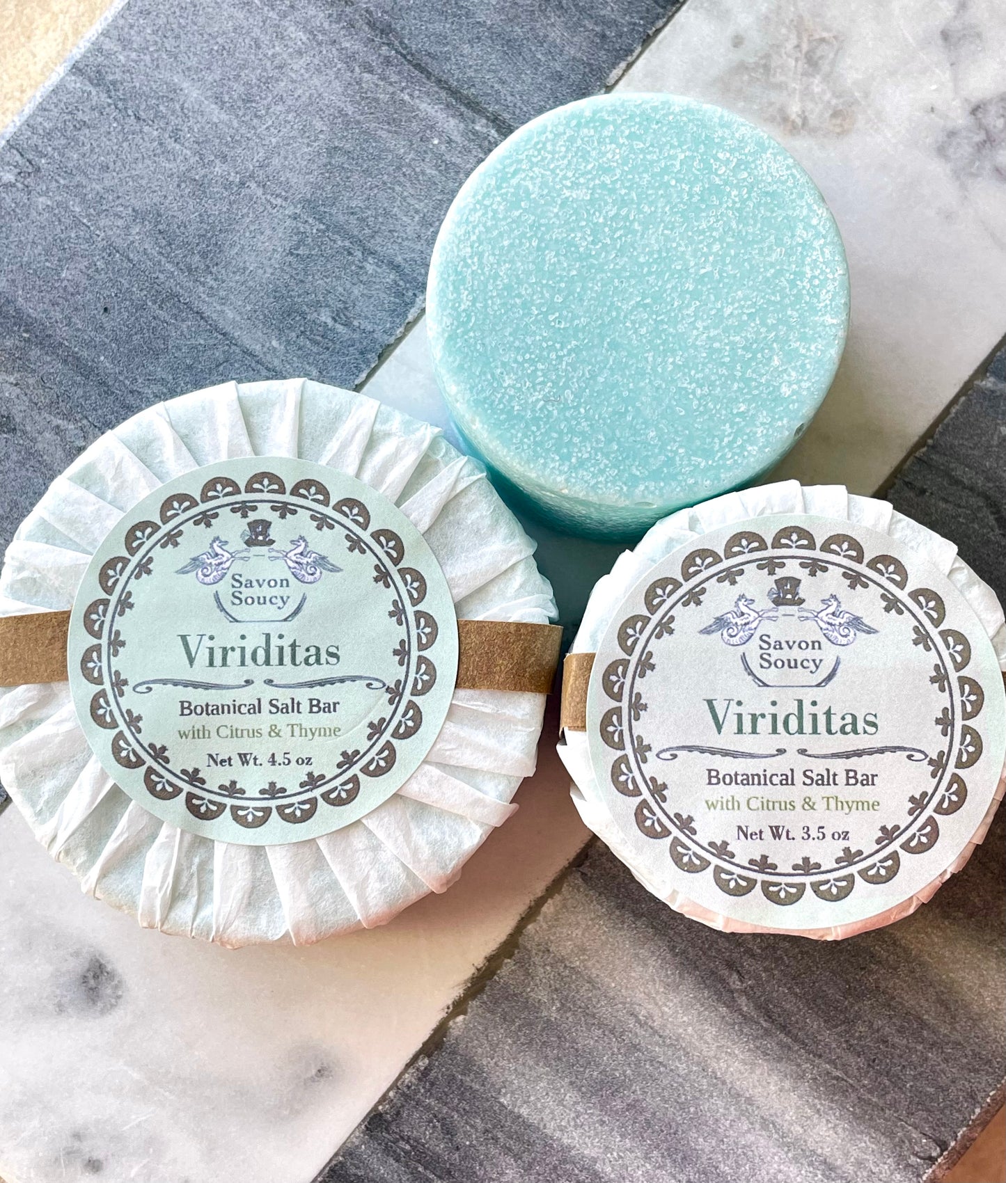 Viriditas Botanical Salt Soap Bar with Thyme and Citrus Notes