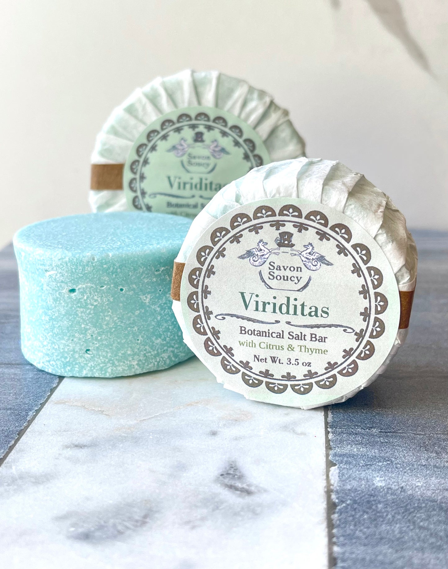 Viriditas Botanical Salt Soap Bar with Thyme and Citrus Notes