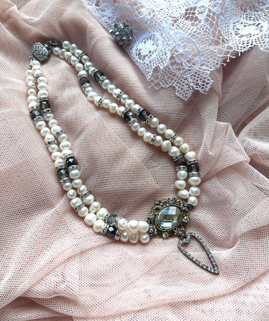 Rococo Boudoir White Freshwater Pearl Necklace