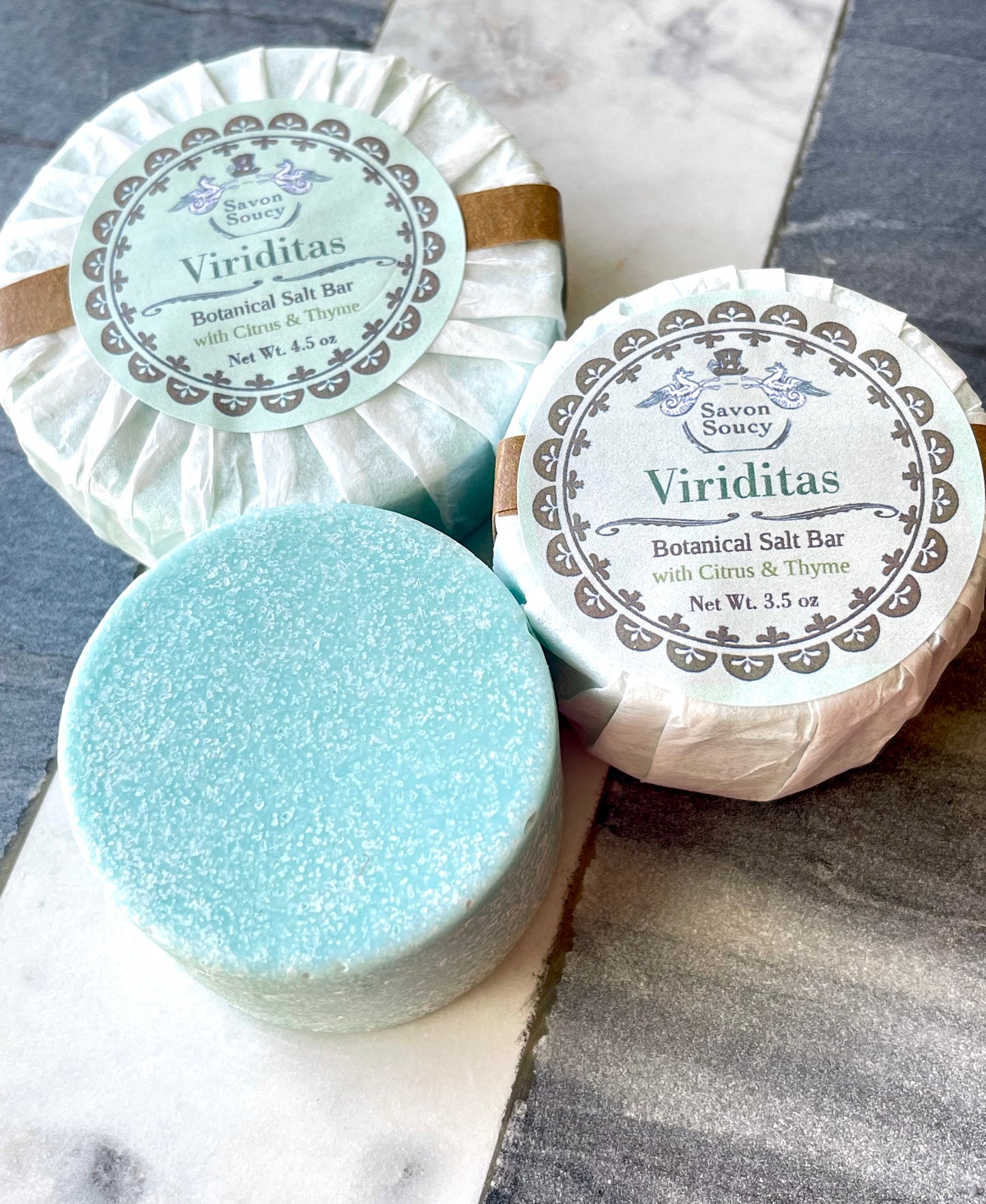 Viriditas Botanical Salt Soap Bar with Thyme and Citrus Notes